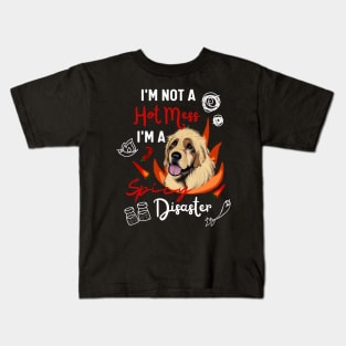 Funny Leonberger Dog is Not A Hot Mess I Am A Spicy Disaster Kids T-Shirt